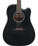 Ibanez Guitarra Electroacústica Okume Negro Erosionado Mate AW84CE-WK, Serie Artwood