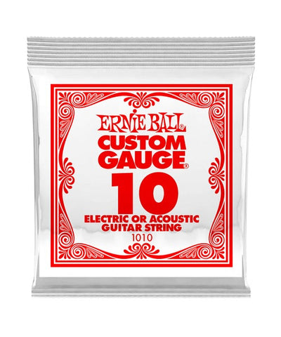Ernie Ball Cuerda "Custom Gauge" 1010(6) para Guitarra Acústica/Eléctrica, Calibre 0.010, Acero