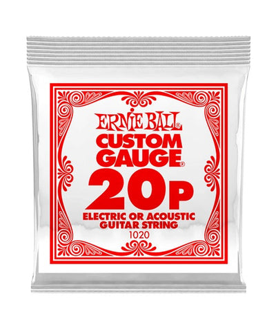 Ernie Ball Cuerda "Custom Gauge" 1020(6) para Guitarra Acústica/Eléctrica, Calibre 0.020, Acero