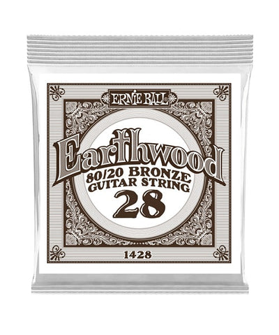 Ernie Ball Cuerda "Earthwood 80/20" 1428(6) para Guitarra Acústica, Calibre 0.028, Bronce