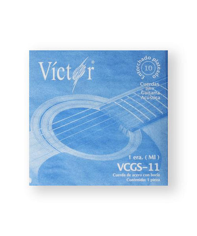 Víctor Cuerda 11(10) para Guitarra Acústica, 1ra, Acero con Borla