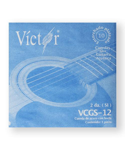 Víctor Cuerda 12(10) para Guitarra Acústica, 2da, Acero con Borla