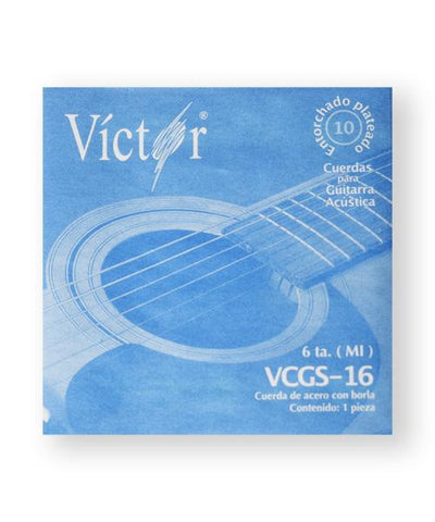 Víctor Cuerda 16(10) para Guitarra Acústica, 6a, Cobre con Borla