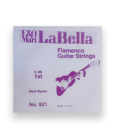 La Bella Cuerda "Flamenco" 821(12) para Guitarra Clásica, 1A, Nylon Rojo