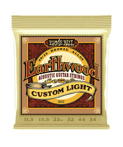 Ernie Ball Encordadura "Earthwood Custom Light 80/20" 2007, Guitarra Acústica 0.0115-0.054