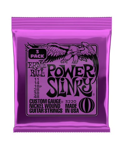 Ernie Ball Encordaduras "Power Slinky - 3 Pack" 3220, Guitarra Eléctrica, Nickel Wound 11-48