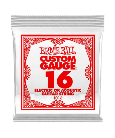 Ernie Ball Cuerda "Custom Gauge" 1016(6) para Guitarra Acústica/Eléctrica, Calibre 0.016, Acero