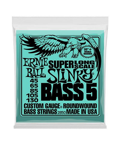 Ernie Ball Encordadura "Slinky Super Long Scale" 2850, Bajo Eléctrico 5 Cuerdas, Nickel Wound, 45-130