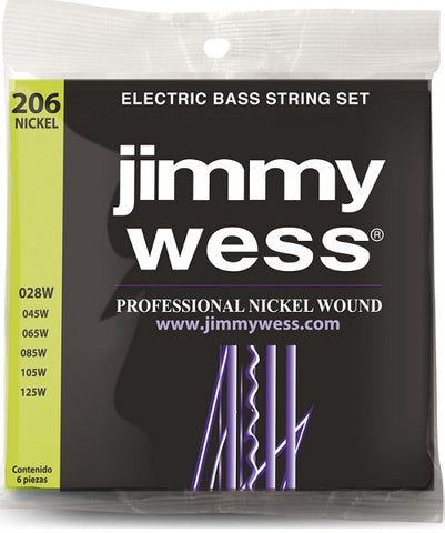 Jimmy Wess Encordadura Pro para Bajo Eléctrico WNB206 Nickel 6 Cuerdas