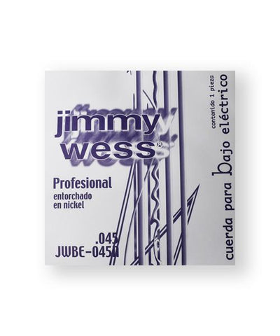 Jimmy Wess Pro Cuerda WNB45 para Bajo Eléctrico, Calibre 0.045, Nickel