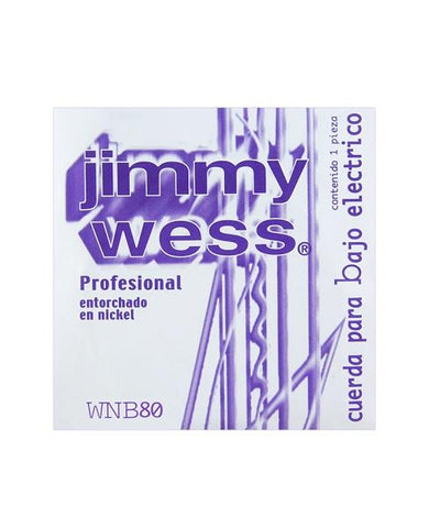 Jimmy Wess Pro Cuerda WNB80 para Bajo Eléctrico, Calibre 0.080, Nickel