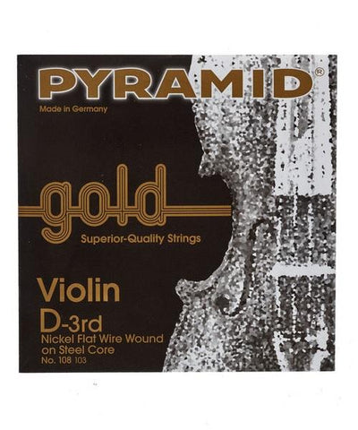 Pyramid Cuerda 108 103 para Violín 4/4, 3A (D "Re"), Gold