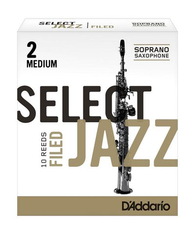 D'Addario Woodwinds (Rico) Cañas "Select Jazz" Para Saxofón Soprano 2M Filed, RSF10SSX2M(10), Caja Con 10 Pzas