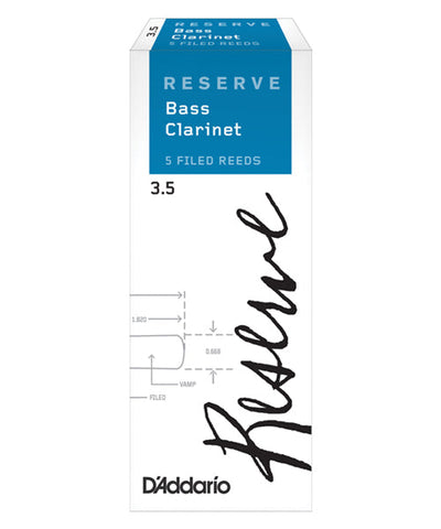 D'Addario Woodwinds Cañas Reserve Classic Para Clarinete Bajo 3 1/2, DER0535(5), Caja Con 5 Pzas