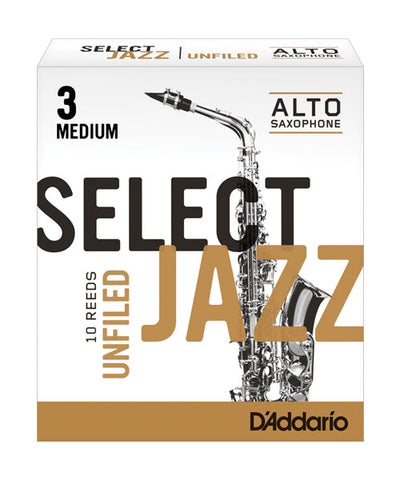 D'addario (Rico) Cañas "Select Jazz" Para Saxofón Alto 3M Unfiled, RRS10ASX3M(10), Caja Con 10 Pzas