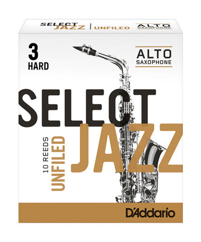 D'addario (Rico) Cañas "Select Jazz" Para Saxofón Alto 3H Unfiled, RRS10ASX3H(10), Caja Con 10 Pzas