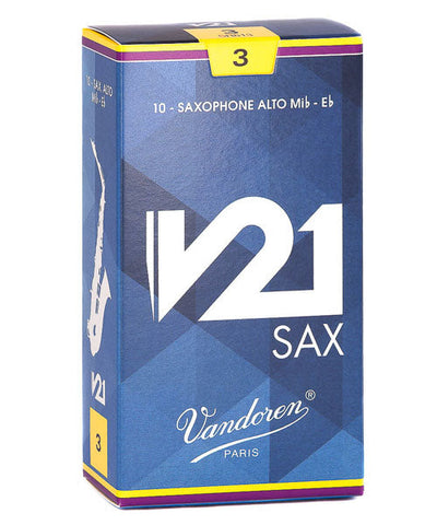 Vandoren Cañas "V21" Para Saxofón Alto 3, SR813(10), Caja Con 10 Pzas