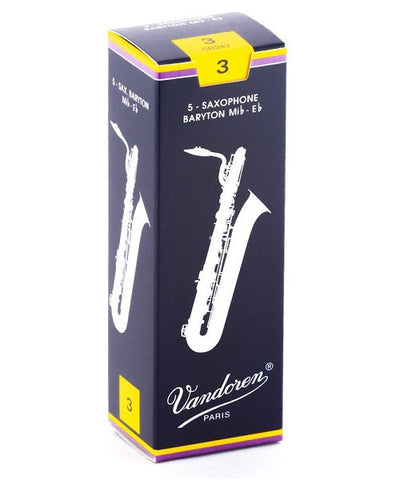 Vandoren Caña Tradicionales para Saxofón Barítono Mi Bemol 3, SR243(5), Caja con 5 Piezas