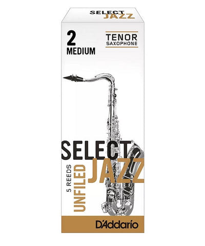 D'Addario Woodwinds (Rico) Cañas "Select Jazz" para Saxofón Tenor 2M Unfiled, RRS05TSX2M(5), Caja con 5 Pzas