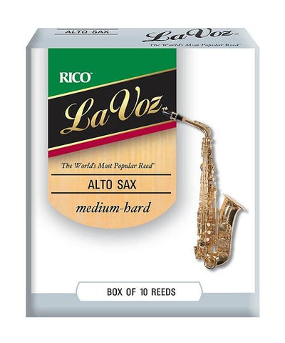 D'Addario Woodwinds Cañas La Voz Para Saxofón Alto, Medium Hard, RJC10MH(10), Caja Con 10 Pzas