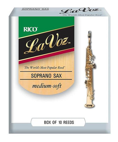 D'Addario Woodwinds Cañas La Voz Para Saxofón Soprano, Medium Soft, RIC10MS(10), Caja con 10 Pzas