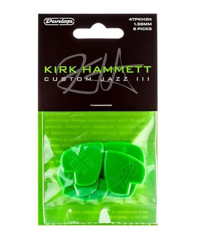 Dunlop Puas Kirk Hammett 47PKH3N, Jazz III, Verde con 6pzas