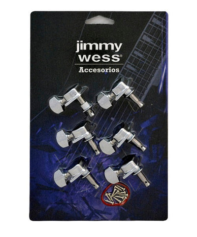 Jimmy Wess Maquinaria SKG663CR-CK para Guitarra Eléctrica, 6 en Línea, Cromada (Perno y Botón Metal)