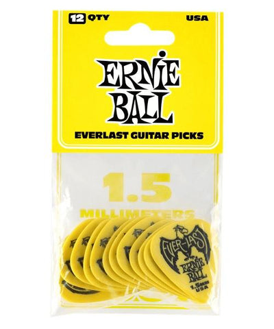Ernie Ball Púas Everlast 9195 Amarillo 1.50 con 12 Piezas