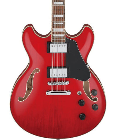 Ibanez Guitarra Eléctrica 12 Cuerdas Rojo Transparente AS7312-TCD, Serie Artcore