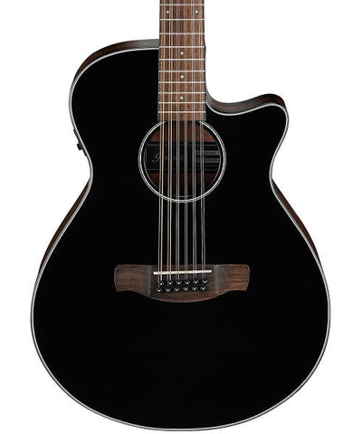 Ibanez Guitarra Electroacústica AEG5012-BKH Negra, 12 Cuerdas, Serie AEG