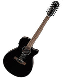 Ibanez Guitarra Electroacústica AEG5012-BKH Negra, 12 Cuerdas, Serie AEG