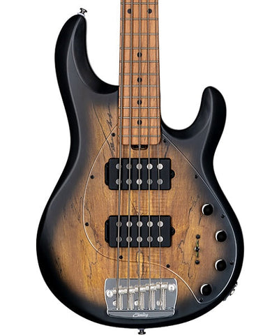 “Exclusiva en Repertorio Wagner Online” Sterling by Music Man Bajo Eléctrico Natural Transparente/Sombreado Negro de 5 Cuerdas con Funda RAY35HHSM-NBS-M2, StingRay