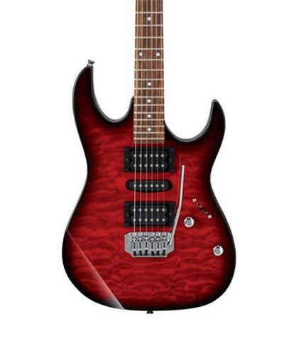 Ibanez Guitarra Eléctrica Roja Transperente Sombreado GRX70QA-TRB, Gio RG