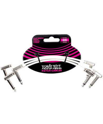 Ernie Ball Cables Flat Ribbon 6385 Blanco 0.1524 Mts. Angulado/Angulado, 3 Piezas