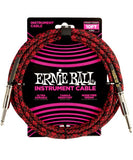 Ernie Ball Cable Braided 6394 Rojo/Negro 3.048 Mts. Recto/Recto