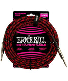 Ernie Ball Cable Braided 6398 Rojo/Negro 7.620 Mts. Recto/Recto
