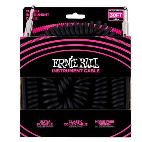 Ernie Ball Cable Coiled 6044 Negro 9.14 Mts. Recto/Recto