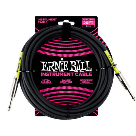 Ernie Ball Cable Clásico 6046 Negro 6.09 Mts. Recto/Recto