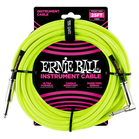 Ernie Ball Cable Braided 6057 Amarillo Neon 7.62 Mts. Recto/Angulado