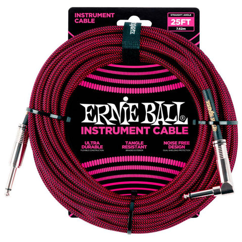 Ernie Ball Cable Braided 6062 Negro/Rojo 7.62 Mts. Recto/Angulado