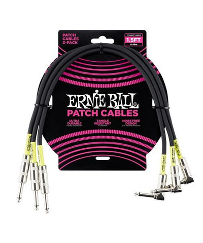 Ernie Ball Cables Patch 6076 Negro 0.46 Mts. Angulado/Angulado 3 Piezas