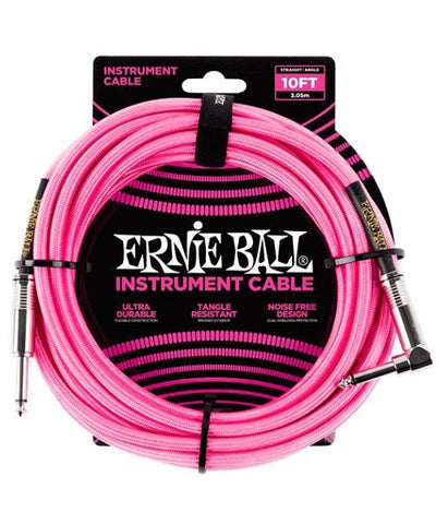 Ernie Ball Cable Braided 6078 Rosa Fosforecente 3.05 Mts. Recto/Angulado