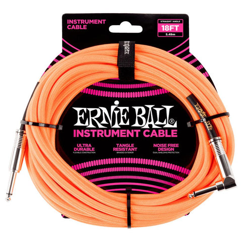 Ernie Ball Cable Braided 6084 Anaranjado Fosforecente 5.49 Mts. Recto/Angulado