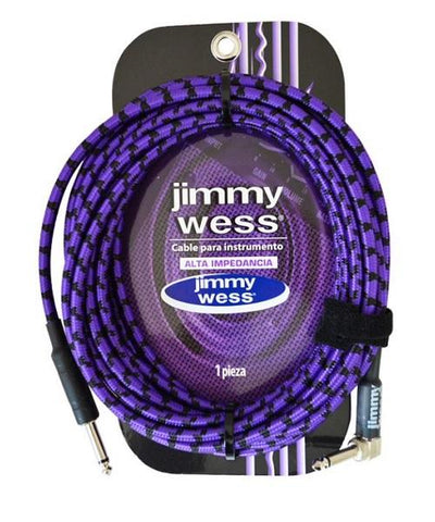 Jimmy Wess Cable 6 Mts. JW1F6 Recubierto Morado/Negro (Angulado/Recto)