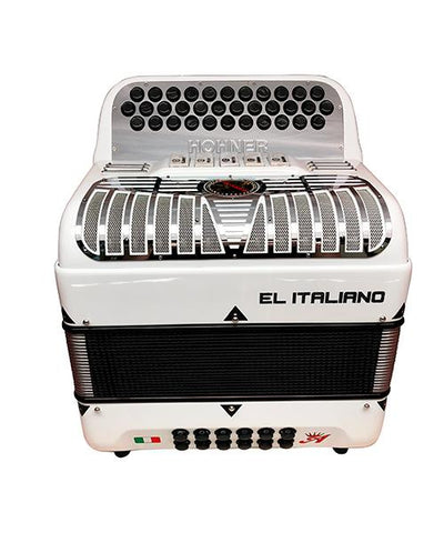 “Exclusiva en Repertorio Wagner Online” Hohner Acordeón Diatónico Fa-Sib-Mib Blanco Con Estuche A7800 FBBEB-WH EL Italiano