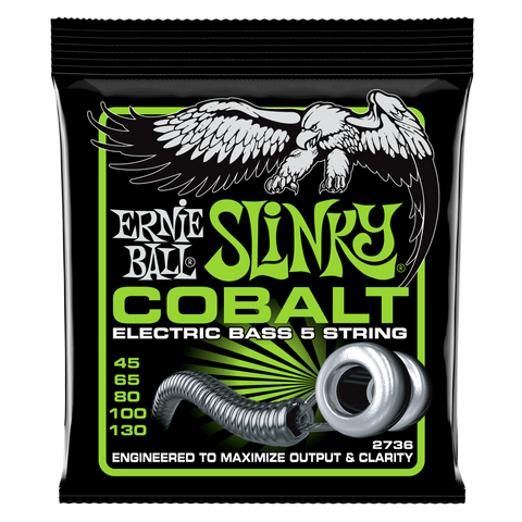 Ernie Ball Encordadura "Slinky Cobalt" 2736, Bajo Eléctrico 5 Cuerdas 45-130